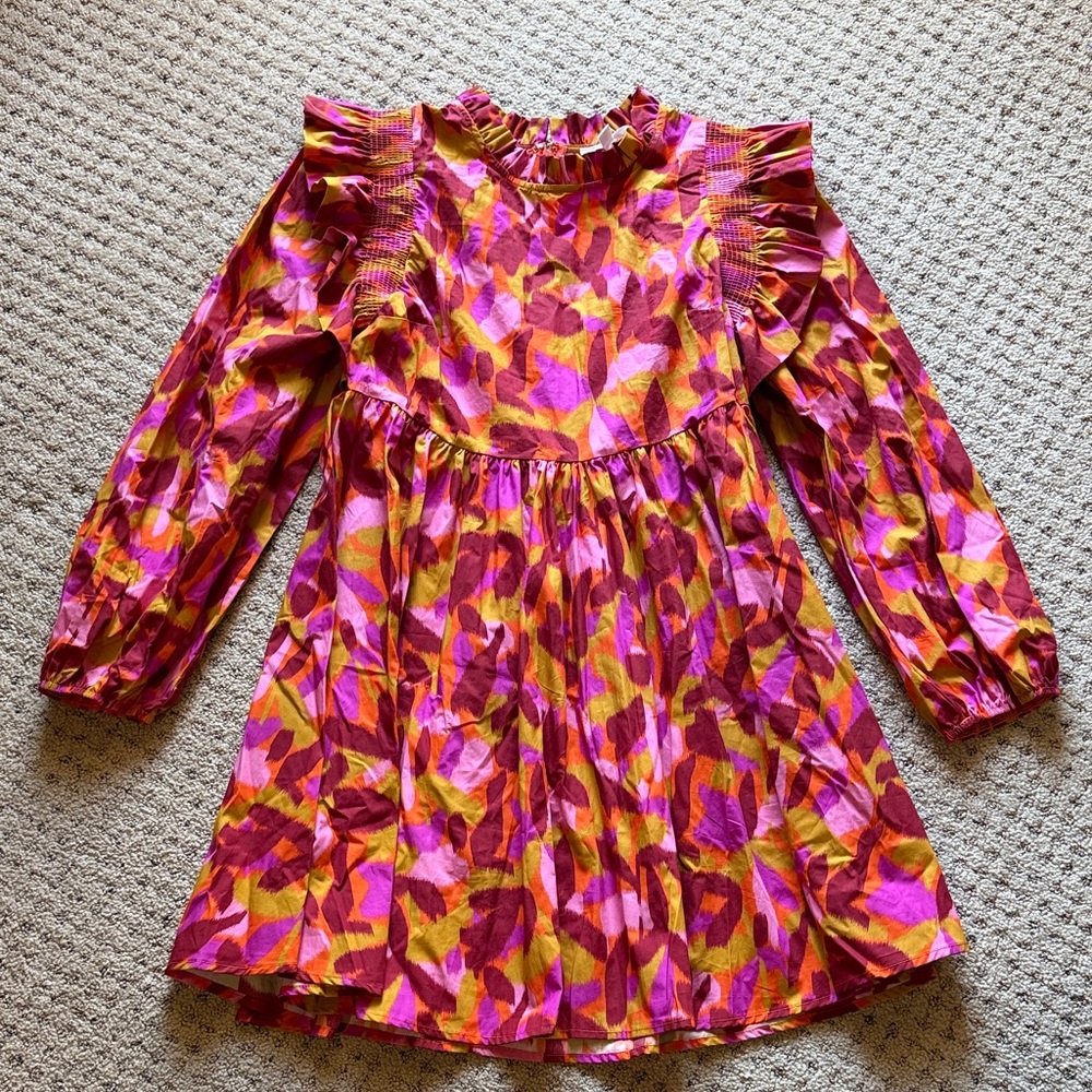 Peach Love California Poplin Pink Mock Neck Dress Size Small